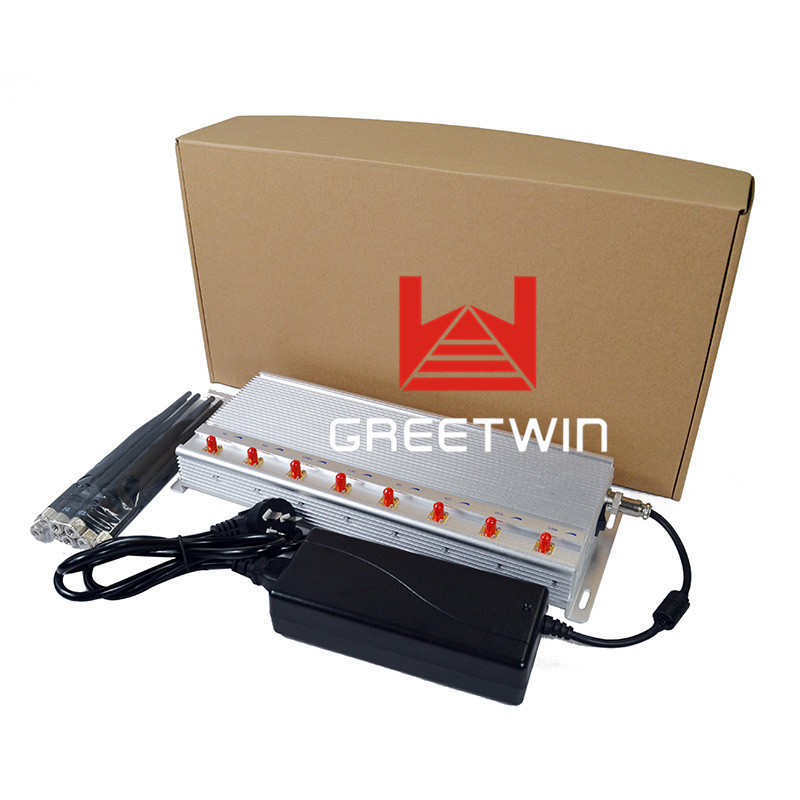 Jammer de sinal de celular desktop VHF UHF GPS 4G LTE 3G sinal com 8 bandas