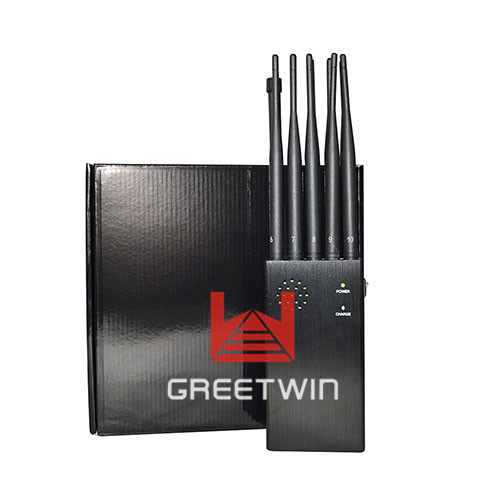 Bloco de interferência de sinal de celular portátil 3G 4G 10 antenas mais 2-20 metros de alcance de interferência