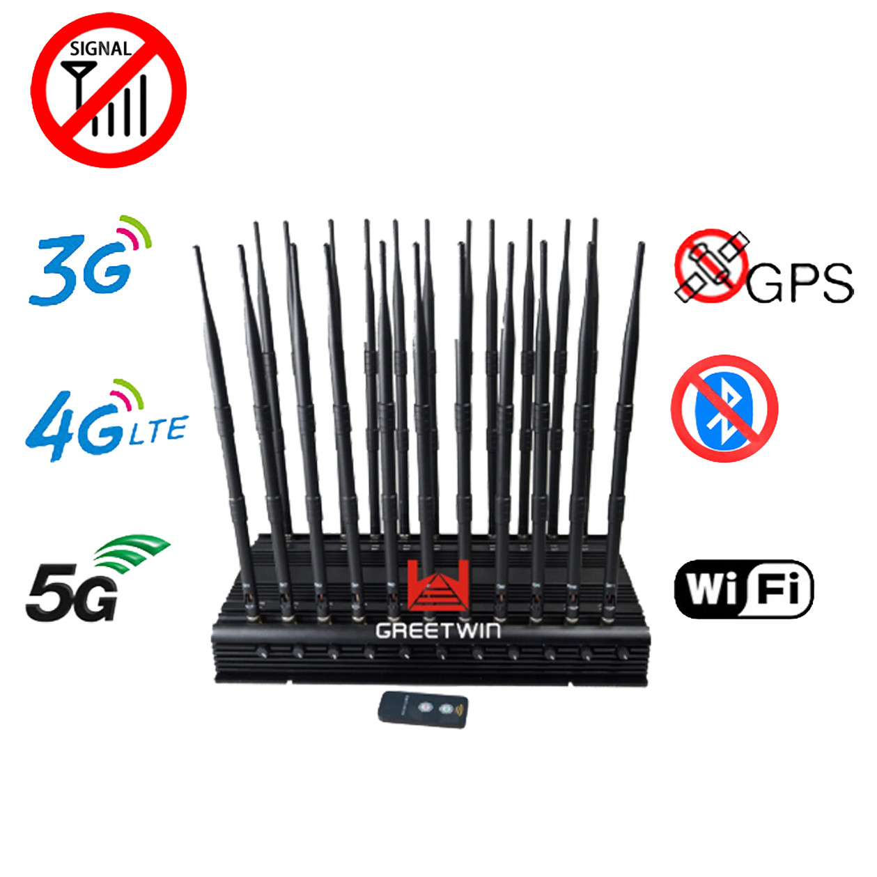 45 W GPS L1 L2 L5 2g 3G 22 Antenas VHF UHF Jammer