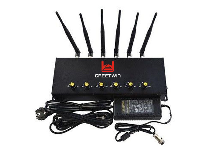 Jammer de sinal de celular ajustável de 6 bandas, bloqueador de sinal CDMA GSM PCS 3G 4G